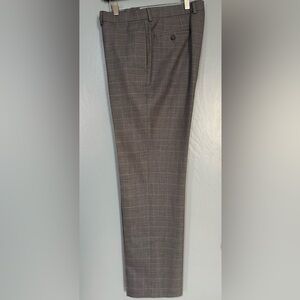 Ralph Lauren Men's Gray Plaid Dress Pants 34x32 Flat Front